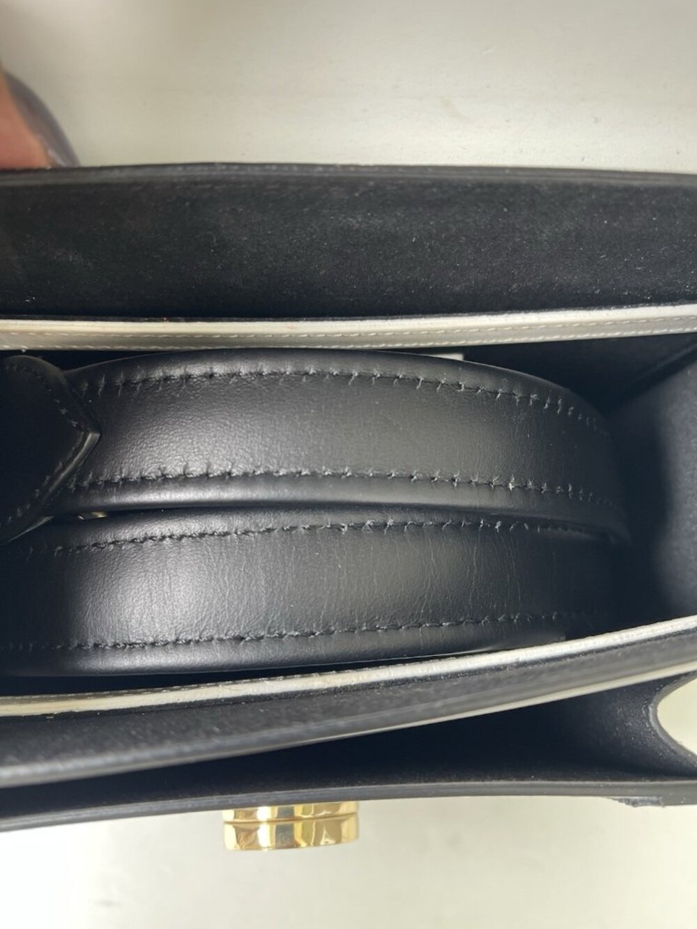 The Office of Angela Scott The Babe Black White Leather Top Handle Bag Italy - Picture 3 of 11